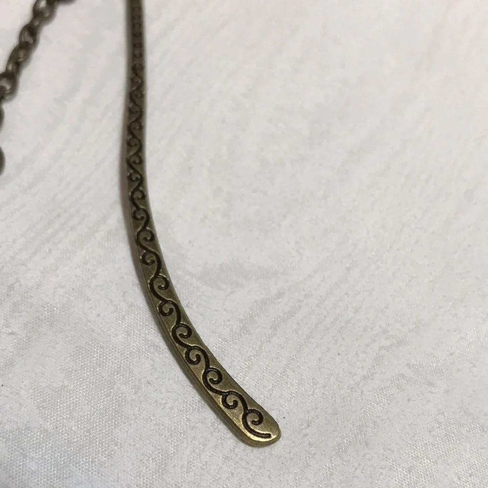 Metal Shepherd's Hook Bookmark w/Chain, Metal Cross Bead, & Glass Seed Beads
